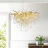 Luxury Gold Living Room LED Pendant Light Nordic Crystal Chandelier Flower Round Shade