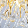 Luxury Gold Living Room LED Pendant Light Nordic Crystal Chandelier Flower Round Shade