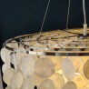 Hanging Round Layered Chandelier with Natural Capiz Shell Pendant Lighting for Living Room