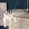 Hanging Round Layered Chandelier with Natural Capiz Shell Pendant Lighting for Living Room