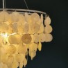 Hanging Round Layered Chandelier with Natural Capiz Shell Pendant Lighting for Living Room