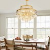 Gold Crystal Pendant Light 4 Tiers Living Room Ceiling Lighting x 7 Light