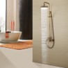 Exposed Pipe Shower with 8-Inch Shower Head and Hand Shower in Antique Brass