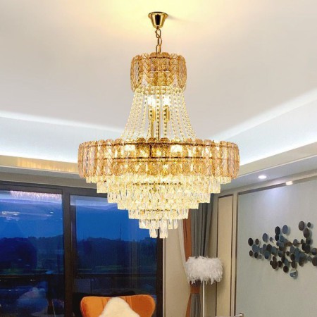 For Living Room Hotel Modern Crystal Pendant Light Round Ceiling Lighting Fixture