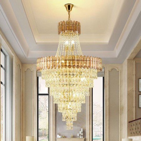 Elegant Hanging Light For Living Room Bedroom Conical Crystal Pendant Light