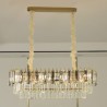 Rectangle Pendant Light Fixture with Crystals for Living Room