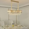 Rectangle Pendant Light Fixture with Crystals for Living Room