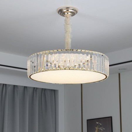 Round Crystal Hanging Lighting Fixture Living Room Bedroom Light Modern Crystal Pendant Light