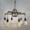 Country Rustic Style 6 Light Retro Industrial Vintage Water Pipe Pendant Light Chandelier