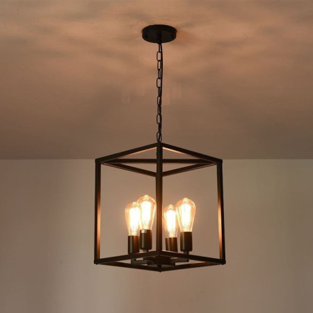 For Living Room Bedroom Modern Simple Pendant Light Iron Cage Hanging Lamp