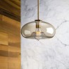 Minimalist Cognac Color Decorative Glass Light Fixture Glass Pendant Light