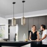 Minimalist Cognac Color Decorative Glass Light Fixture Glass Pendant Light