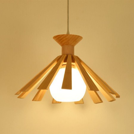 Bedroom Living Room Light Fixture Simple Style Wood Pendant Light