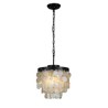 3-Light Wrought Iron Black Pendant Light Decorative Shell Lighting