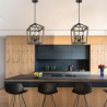 Simple 4 Lamp Light Fixture in Vintage Style Wood Pendant Light