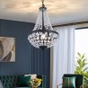 Wrought Iron Black Crystal Chandelier Living Room Kitchen Island Retro Style Crystal Pendant Light