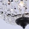 Wrought Iron Black Crystal Chandelier Living Room Kitchen Island Retro Style Crystal Pendant Light