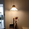 Living Room Bedroom Modern Lace Glass Pendant Light Single Head Pendant Lamp