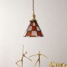 Retro Lattice Glass Pendant Lamp Living Room Bedroom Lighting