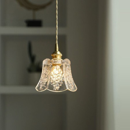 Flower Glass Pendant Lamp Mini Decorative Light Fixture Bedroom Living Room Minimalist