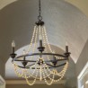 Beaded Chandelier Bedroom Living Room Retro Wooden Beads Pendant Lamp