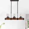 Glass Lamphade Industrial Light Fixture Living Room Office Retro Wood Pendant Lamp