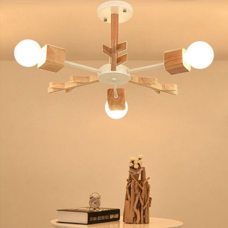 Chandelier Nordic Wood Pendant Light Study Bedroom