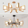 Elegant Wood Pendant Light Hotel Dining Room Modern Fan Shaped Chandelier