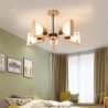 Elegant Wood Pendant Light Hotel Dining Room Modern Fan Shaped Chandelier