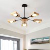 Elegant Wood Pendant Light Hotel Dining Room Modern Fan Shaped Chandelier