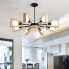 Elegant Wood Pendant Light Hotel Dining Room Modern Fan Shaped Chandelier