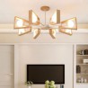 Elegant Wood Pendant Light Hotel Dining Room Modern Fan Shaped Chandelier