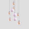 Gold Nickel Brushed+Milky Glass Ball LED Glass Cluster Pendant Light