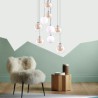 Gold Nickel Brushed+Milky Glass Ball LED Glass Cluster Pendant Light