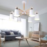 Creative Wood Chandelier Study Living Room Modern Macaron Pendant Light