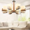 Glass Lamphade Chandelier Living Room Hotel Nordic Wood Pendant Light