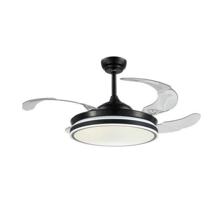 Invisible Retractable Fan Light Remote Control Black LED Ceiling Fan with Light