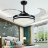 Invisible Retractable Fan Light Remote Control Black LED Ceiling Fan with Light