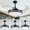 Invisible Retractable Fan Light Remote Control Black LED Ceiling Fan with Light