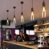 Black Kitchen Island with Clear Glass Pendant Light Dome