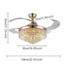 Exquisite Small Crystals Decoration Light with Remote Control Modern Ceiling Fan Light Mute Fan Light