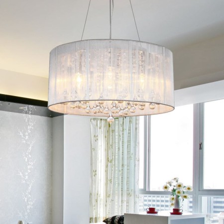 Drum Modern 4 Light Minimalist Pendant Crystal Ceiling Light Crystal Pendant Lighting