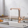 Solid Brass Single Hole Kitchen Sink Faucet with 360 Swivel