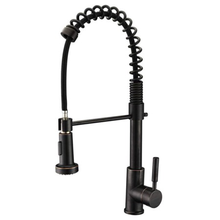 Brass Sink Mixer Tap with Pull Down Dual Function Sprayer in Black Commercial Kitchen Faucet