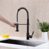 Brass Sink Mixer Tap with Pull Down Dual Function Sprayer in Black Commercial Kitchen Faucet