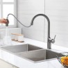 Gun Gray High Arc Single Hole Pull Out Kitchen Sink Faucets