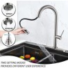 Brushed Nickel Stainless Steel Pull Down Head Kitchen Faucet with Single Handle