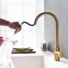 Black/Gold Kitchen Tap with Pull Out Spray Single Handle Sink Faucet