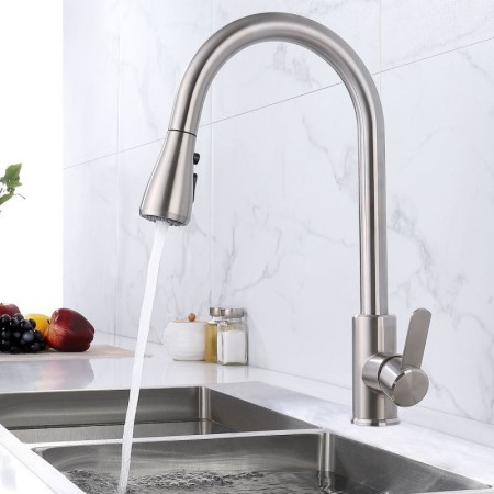 Stainless Steel Sink Faucet with Pull-out Kitchen Mixer Nickel Brushed