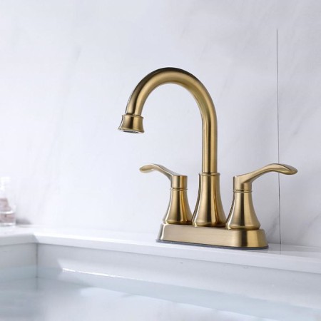 Swan Neck Bathroom Sink Faucet Brushed Gold/ORB Optional Stainless Steel Centerset Basin Tap